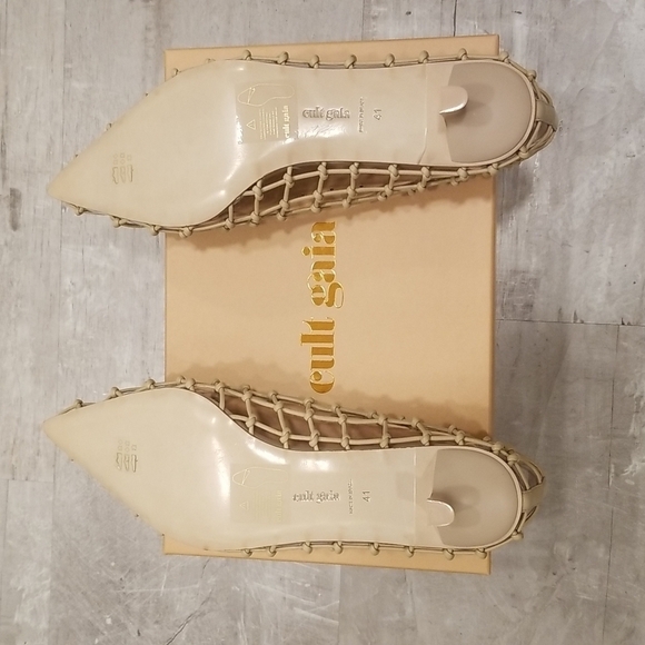 💕CULT GAIA💕 Kenny Pump Mule ~ Pointed Toe Basket Weave Leather Sand EU 41 NWT - Picture 14 of 16